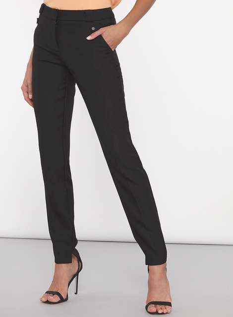 **Tall Black Stud Pique Trousers